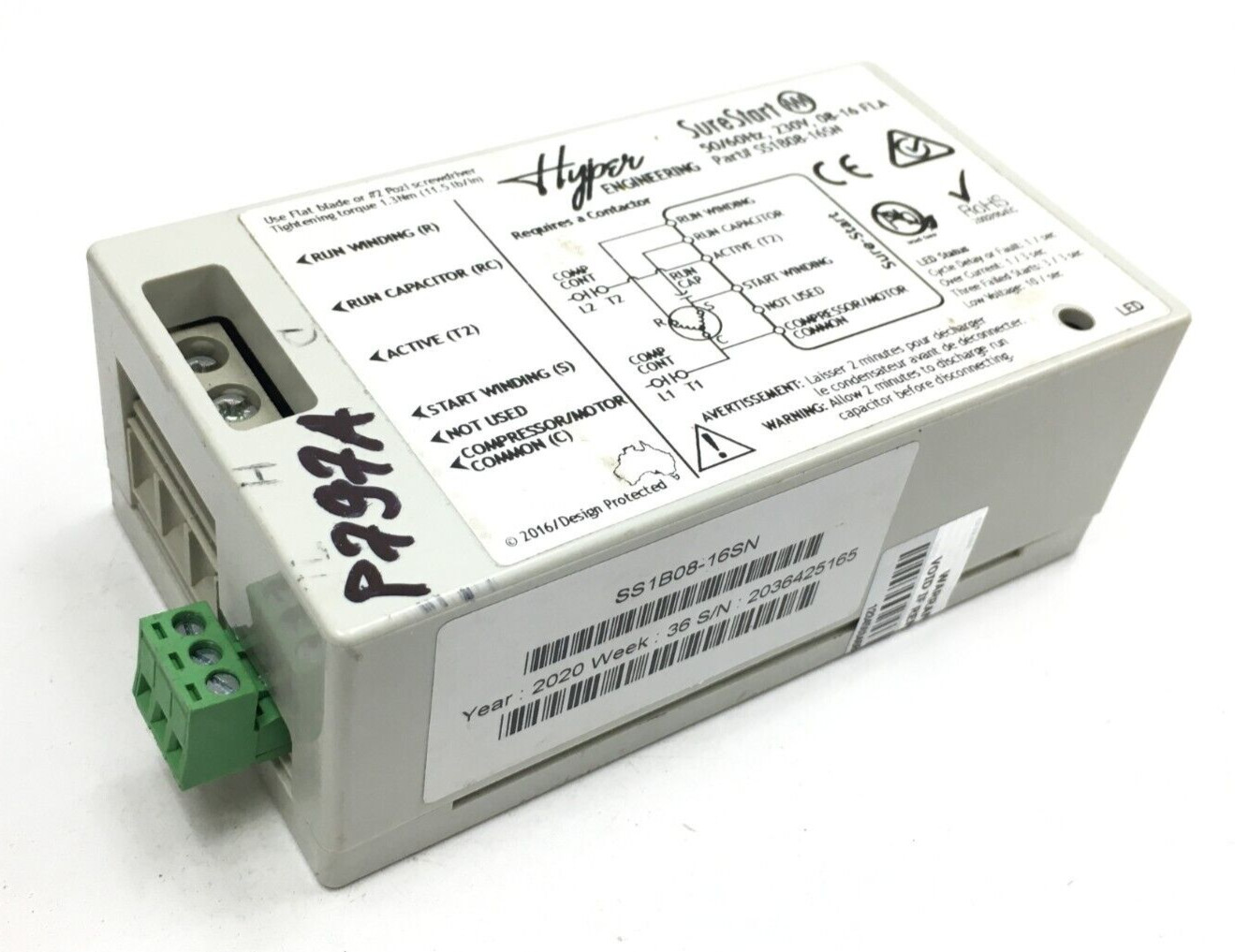 Hyper Sure Start Single Phase Soft Starter 230V 8-16 FLA SS1B08-16SN used #P797A gallery