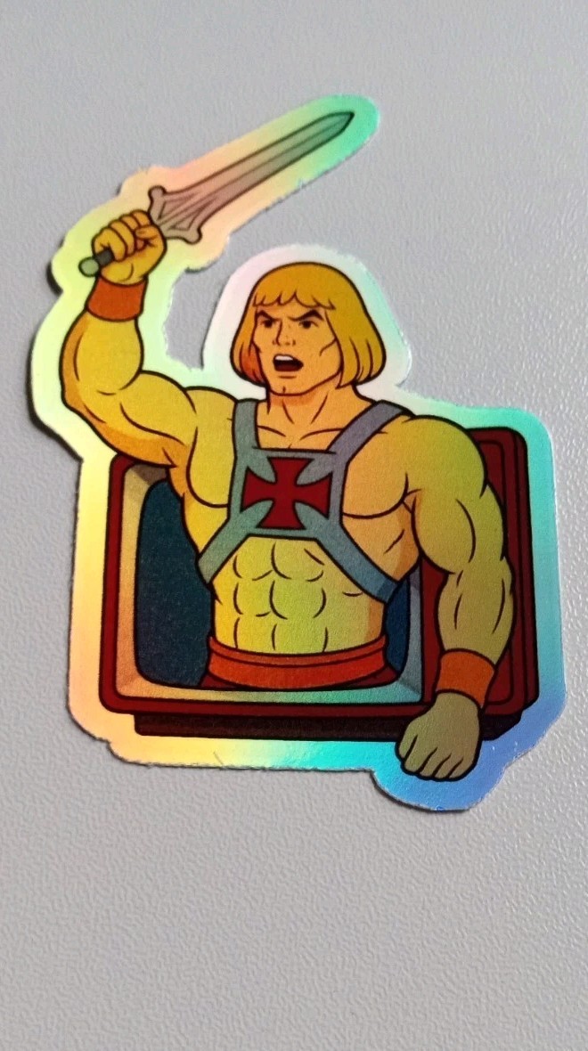 He-Man Retro Tv Set Waterproof Holographic Vinyl Sticker gallery