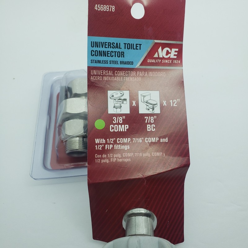 ACE Universal Toilet Connector Stainless Steel 3/8" x 7/8" x 12" #4568978 gallery