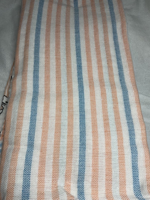 MAX STUDIO HOME KITCHEN TOWELS (5 ) ORANGE BLUE STRIPES PLAID 20 X 28 COTTON NWT gallery