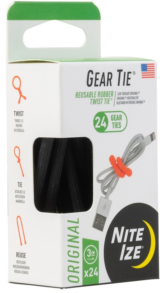 Nite Ize 24-Pack Gear Tie ProPack, 3" - Black