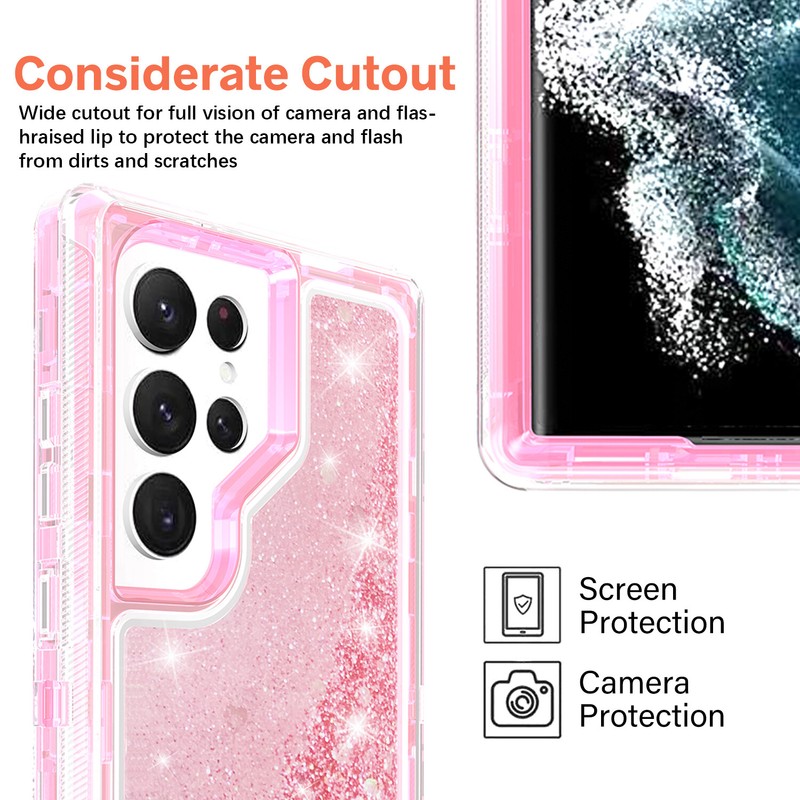 Liquid Glitter Bling Defender Case For Samsung S23 S22 S21 S20 Plus Ultra Cover gallery