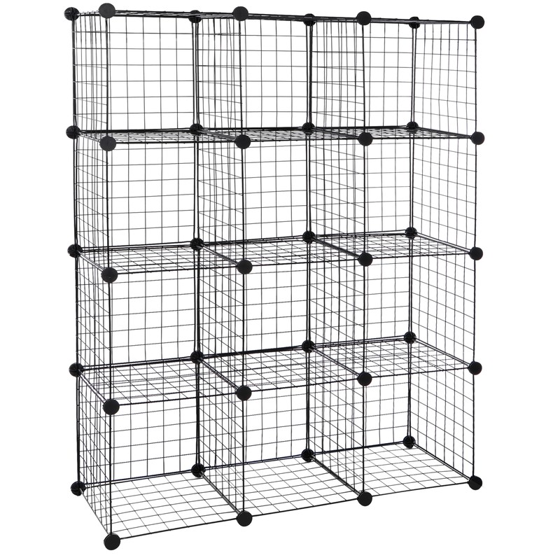12 Wire Cube Storage Organizer Metal Shelving Rack Shelves Kitchen Bedroom Black gallery