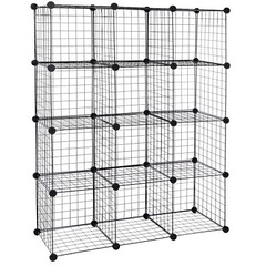 Wire Cube Storage Organizer Shelving 12-Cube Wire Shelves Rack Modular Bookshelf