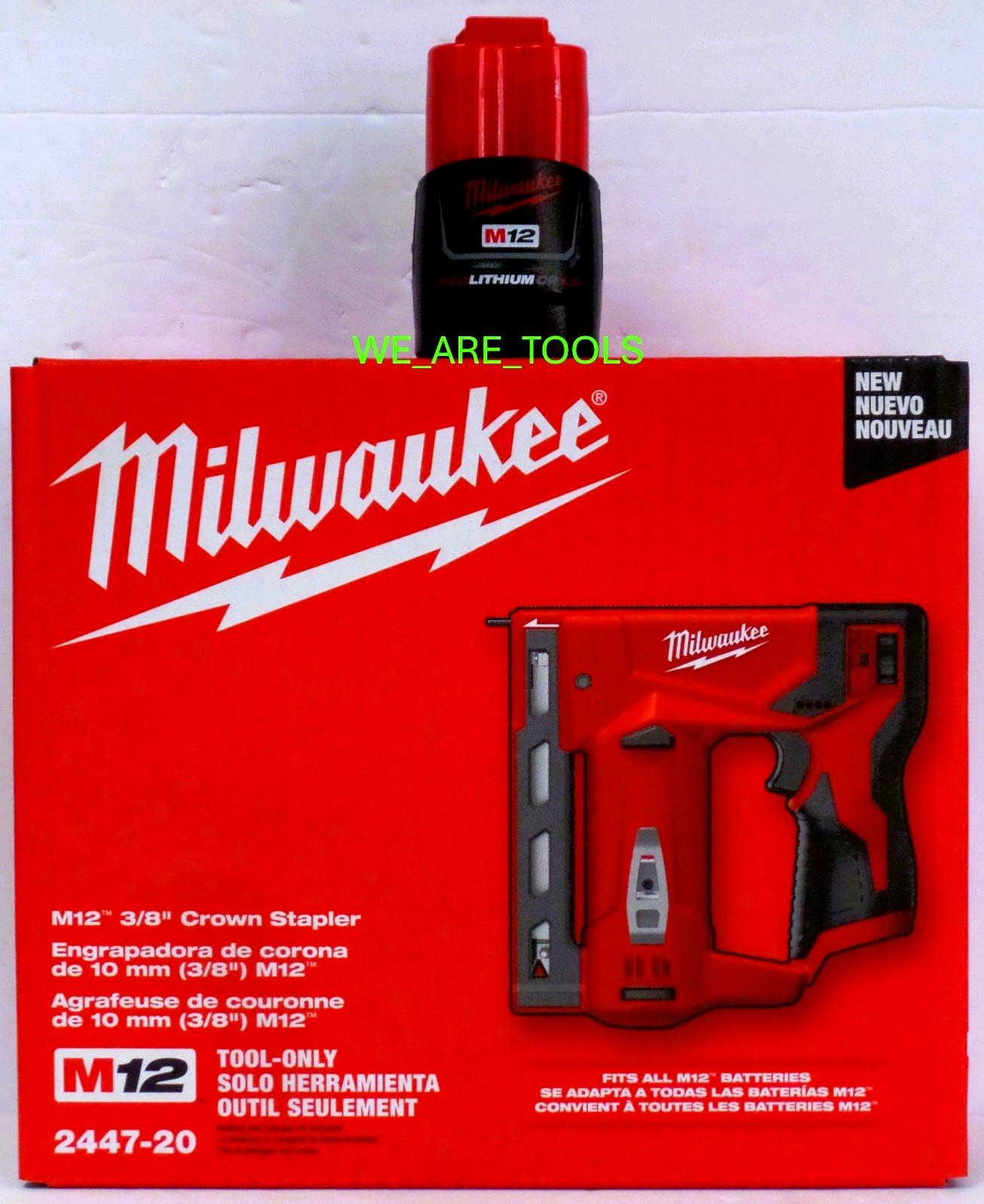 NEW Milwaukee 2447-20 M12 Cordless Compact 3/8" Crown Stapler, 1) 1.5 AH Battery gallery