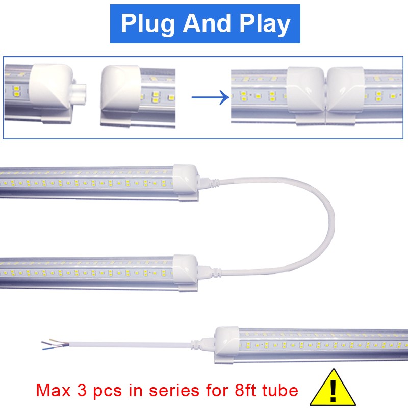8FT 144W LED Tube Light Bulbs Integrated 8'LED Shop Light Fixture 18000lm 12/25p gallery