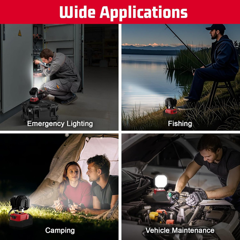 6000LM Work Light Compatible with Milwaukee 18V Battery, Portable 40W LED Light gallery