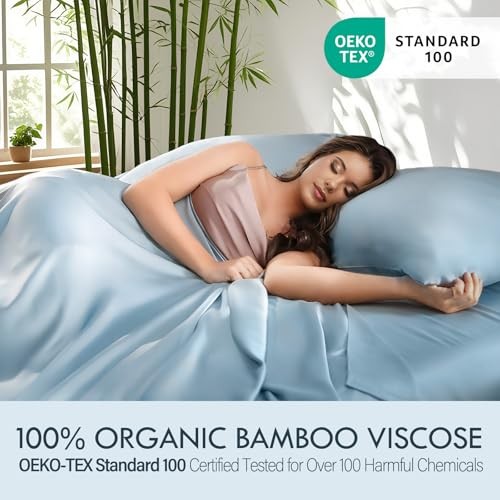 Home Sheets Bed Sheet Set, 100% Rayon derived from Bamboo, Twin Light Blue gallery
