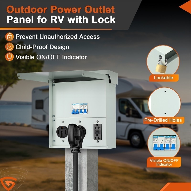 Temporary Power Outlet Panel RV Electrical Panel 20Amp 30Amp 50 Amp Outlet Box gallery