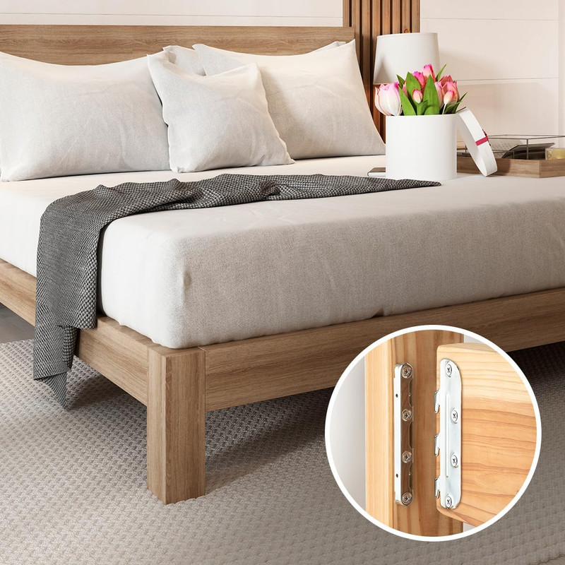 Surface Mounted Bed Rail Brackets 4PK, Bed Frame Hardware W/ Mounting Screws for gallery