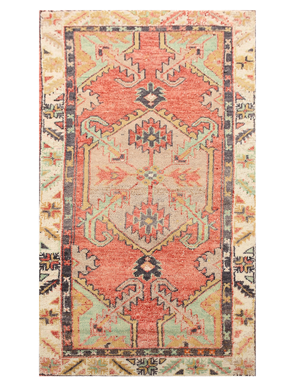 3x6 Orange Vintage Turkish Runner, Hand-Knotted Wool Hallway Oushak Rug gallery