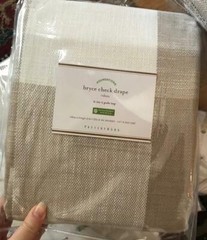 Pottery Barn Bryce Buffalo Check Drapes Set 2 Neutral 50x 96 Curtains Pair New🦩