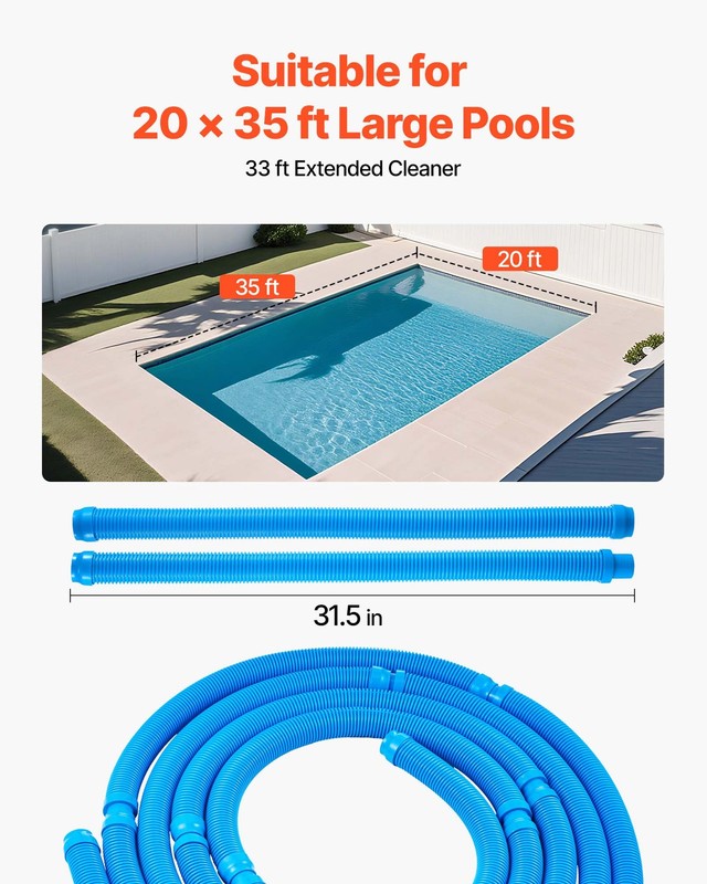 VEVOR Suction Pool Cleaner Vacuum Cleaner 12 Hoses for In/Above-ground Pool gallery