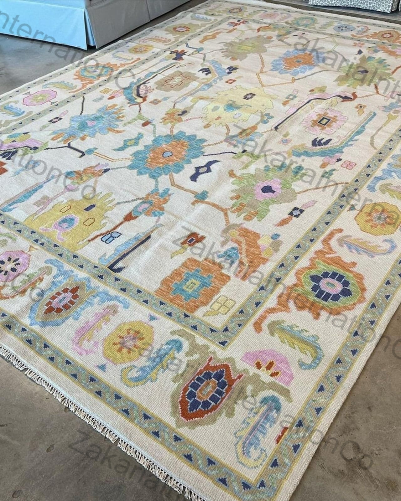 Hand Knotted Wool Rug Vintage Oushak Style Oriental Carpet 3x5 Living Room gallery