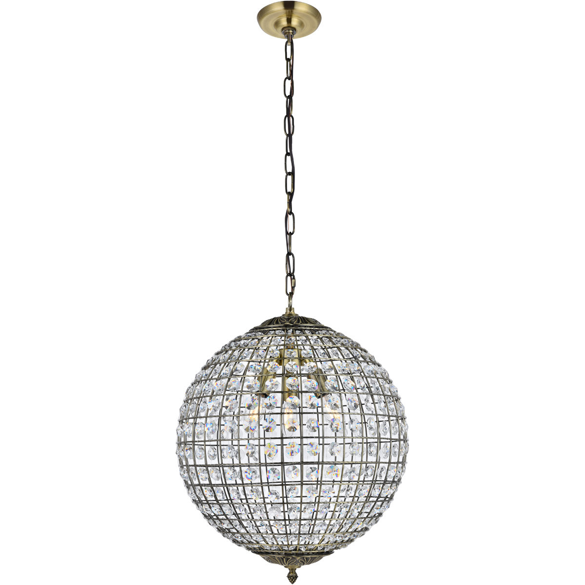 Crystal Chandelier Antique Bronze Sphere Globe Dining Room Light Fixture 20" gallery