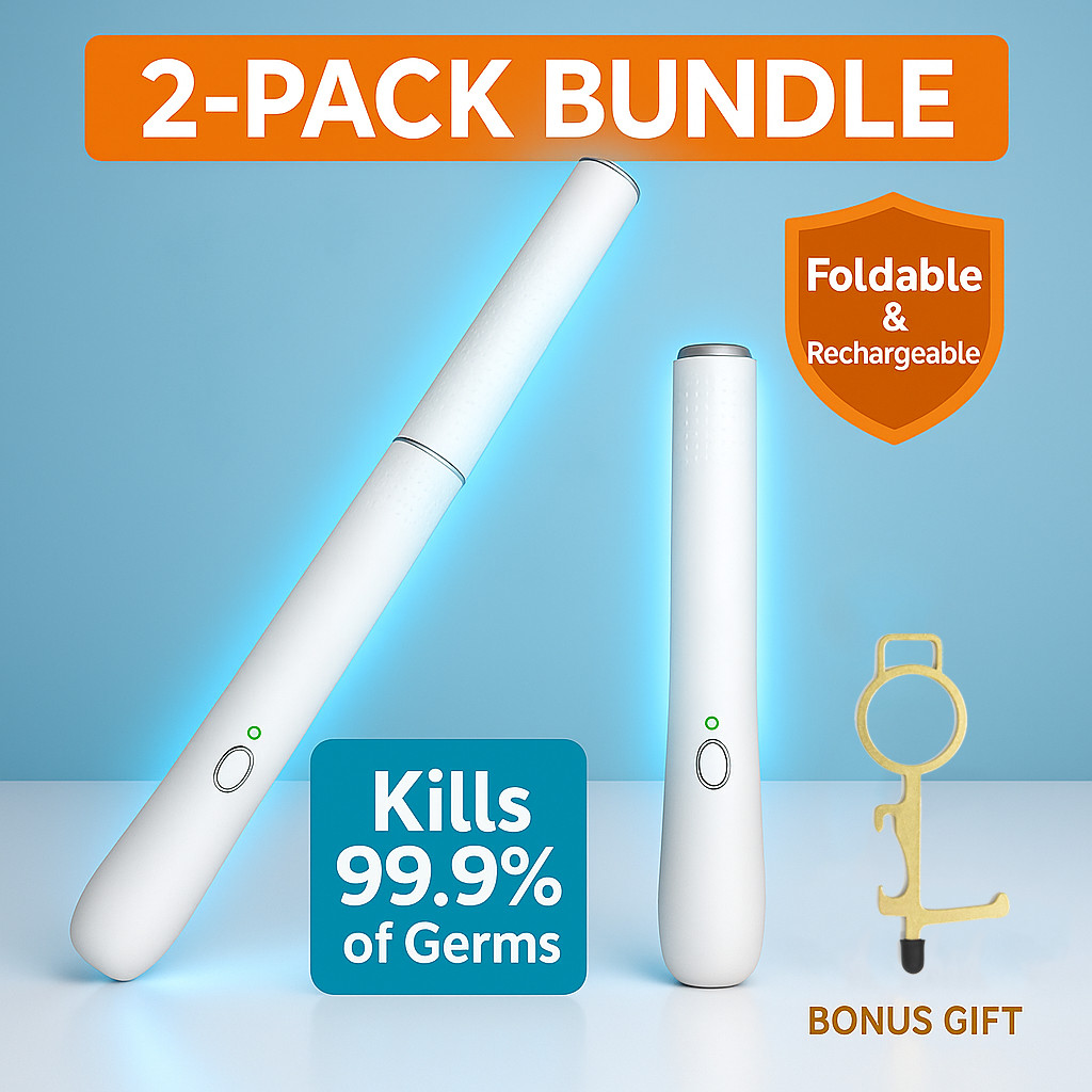 2 PACK - Rechargeable Sanitizing Wand Portable Disinfecting Lamp w/BONUS GIFT gallery