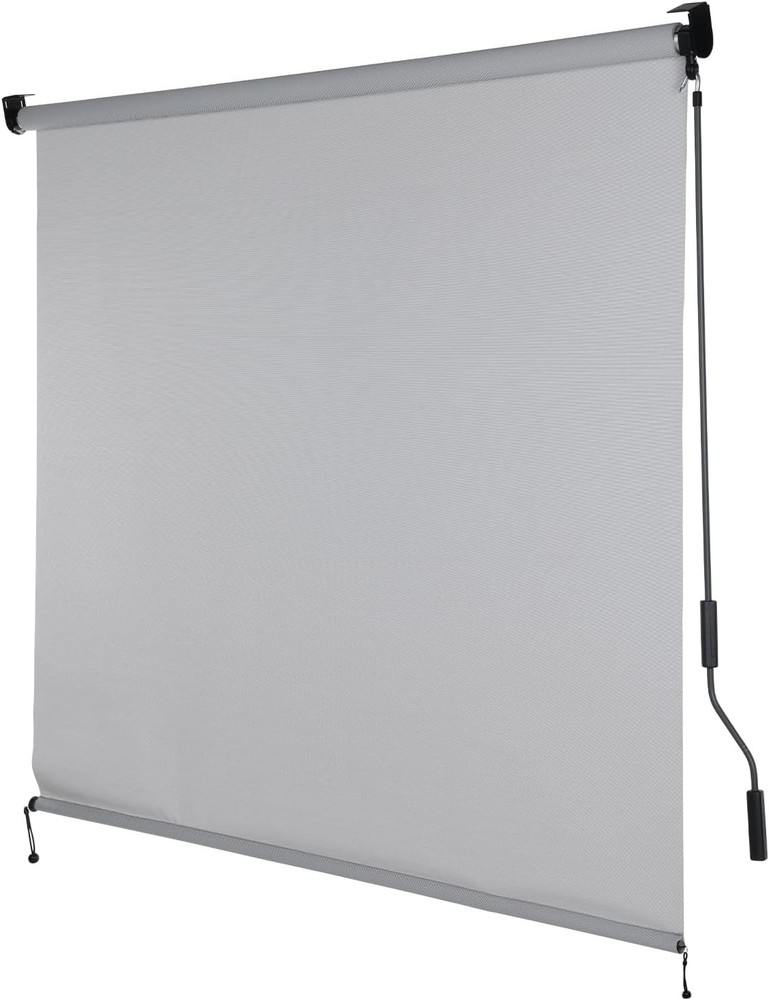 5% Openness Cordless Solar Fabric Roller Shade, 6'W x 8'H Sun Shade for Outdoor