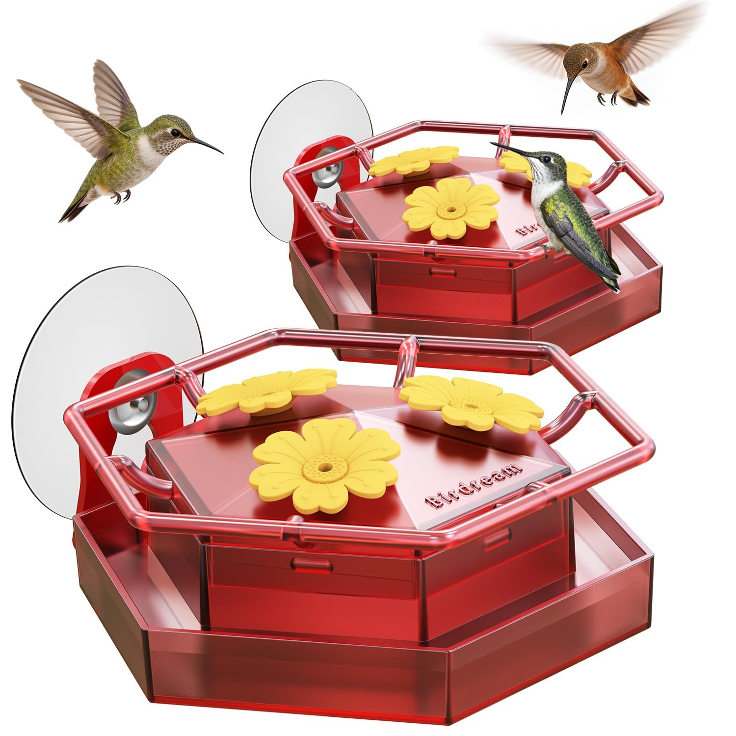 Birdream 2 Pack Window Hummingbird Feeders for Outdoors, Hummingbird Feeder w... gallery