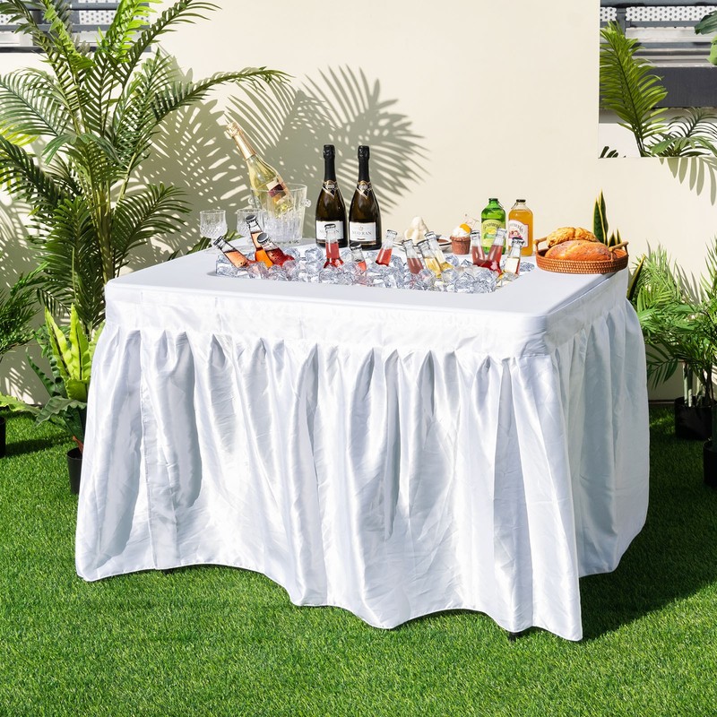 4' Folding Ice Bin Table Outdoor Ice Cooler Table w/Matching Skirt Party BBQ gallery