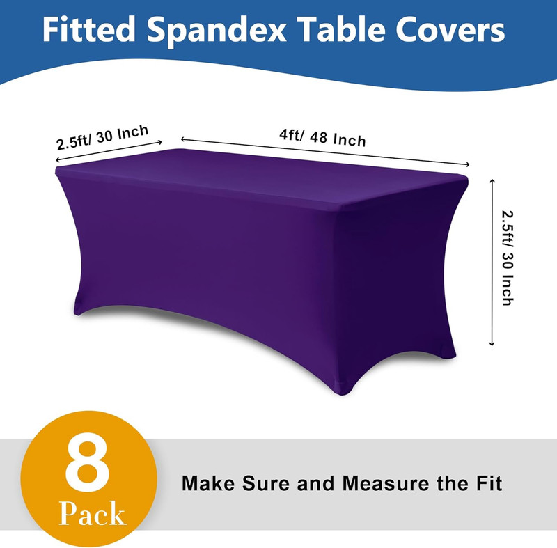 4Ft Table Cloth for Rectangle Table-8 Pack Dark Purple Spandex Table Covers-Fitt gallery