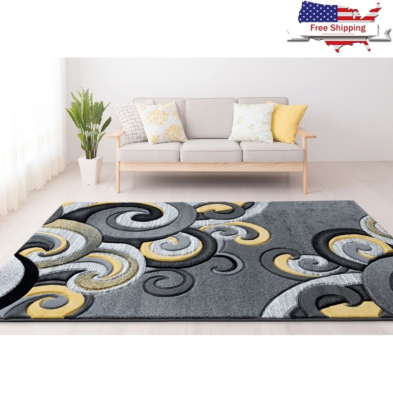 Stain Resistant Modern Paisley Accent Rug Heavy Pile Indoor Home Decor Carpet US gallery