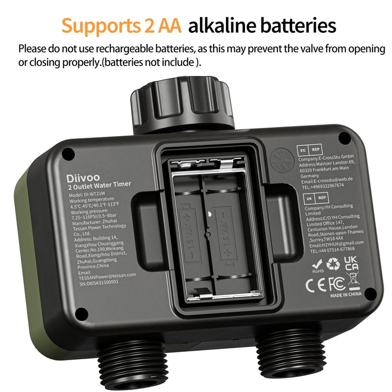 Diivoo Sprinkler Timer 2 Zone, Programmable Water Hose Timer 2 Outlet for Gar... gallery