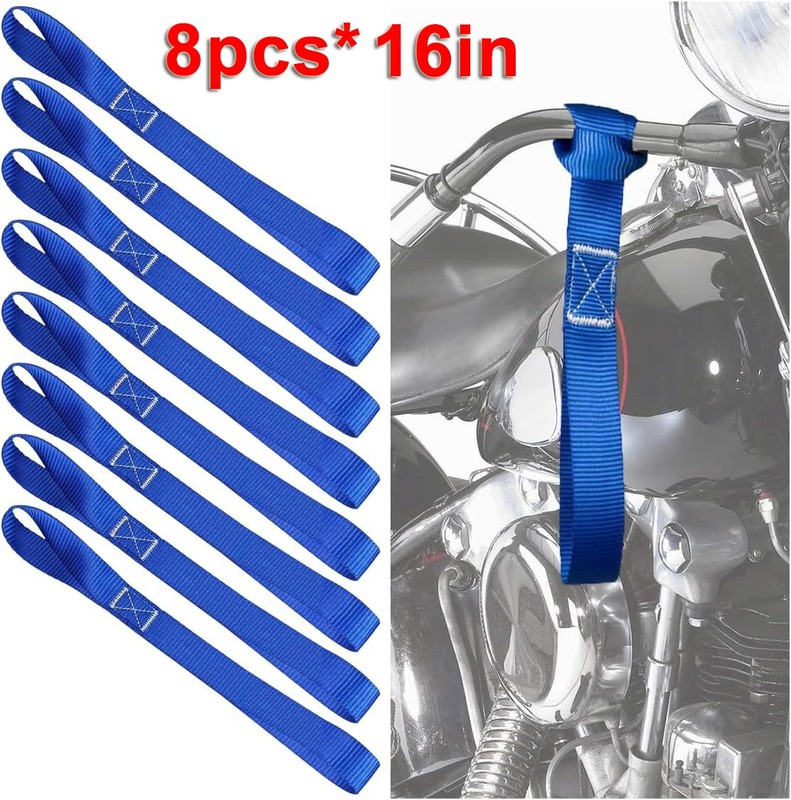 8 Pcs Soft Loop Tie Down Straps Ratchet Towing Cargo ATV UTV Motorcycle gallery
