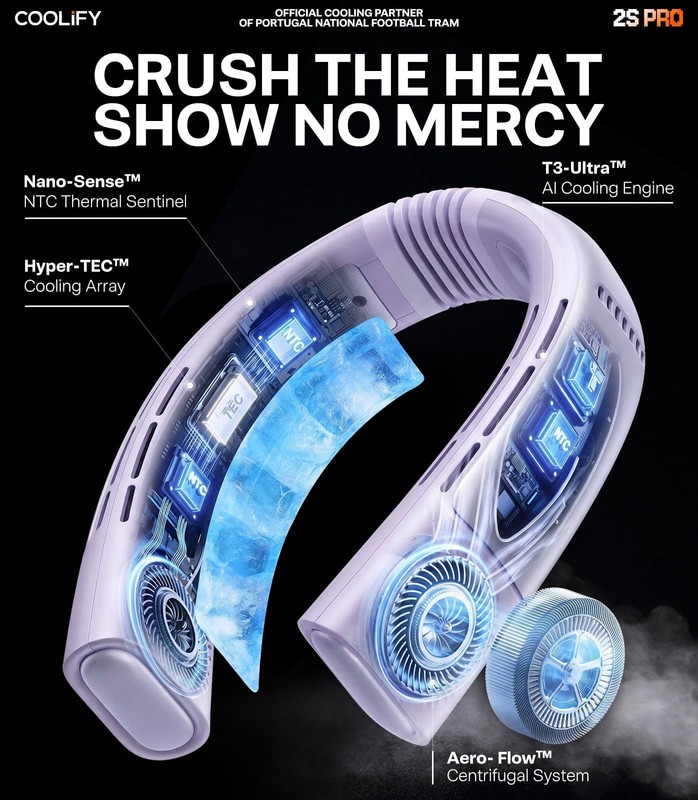 TORRAS Coolify 2S PRO Neck Cooler & Neck Fan - Purple | #1 Ice-feel cooling n... gallery