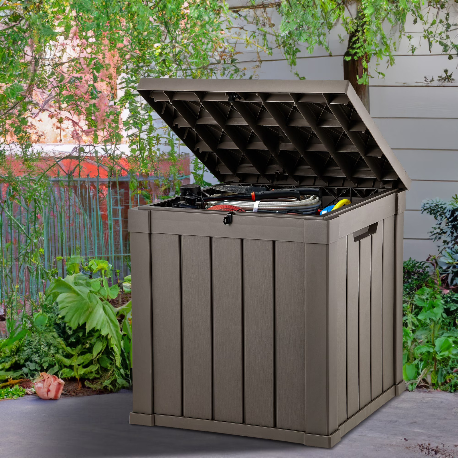 Waterproof Lockable Patio Storage Box with Side Handles gallery