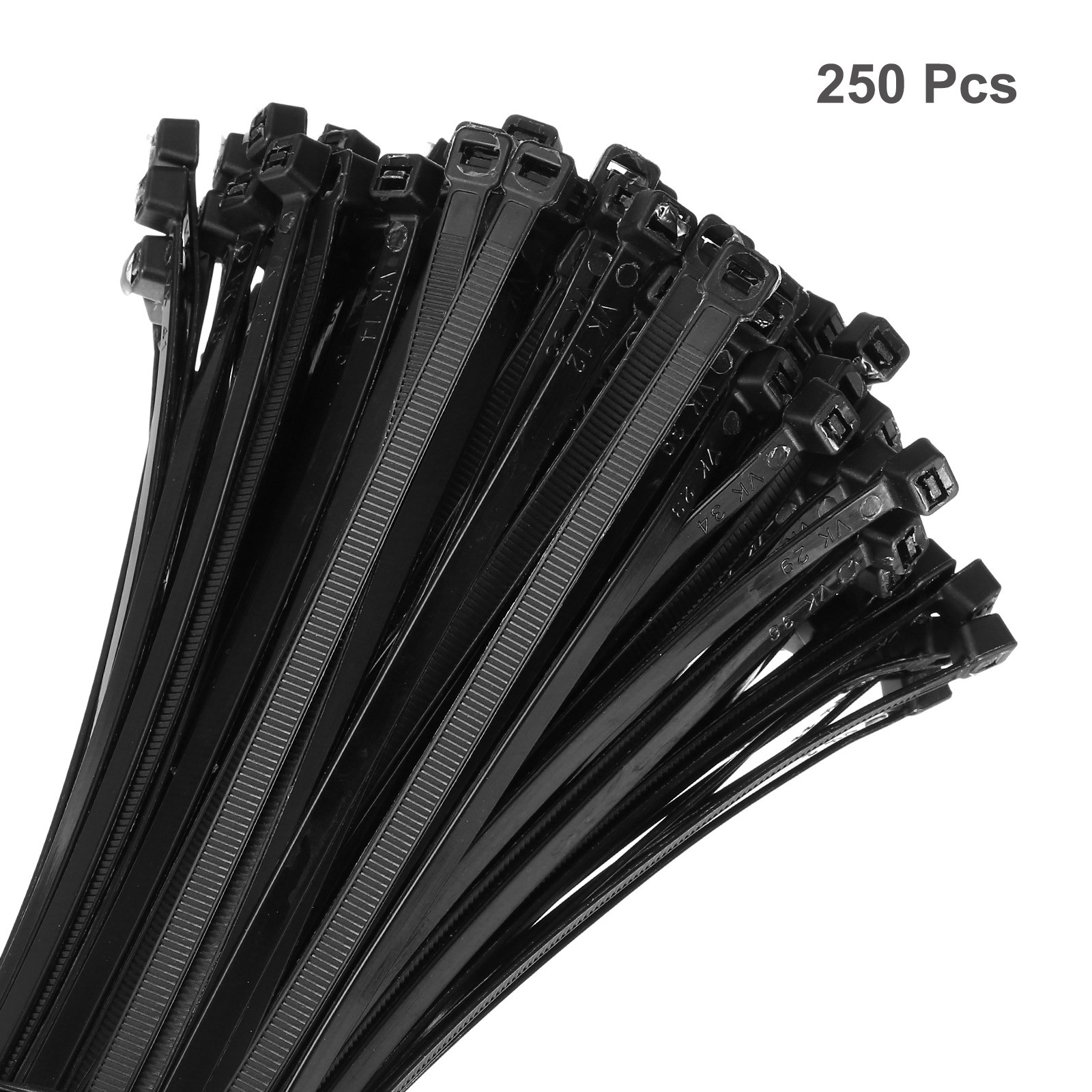 250pcs 10" 53 Lbs Cable Zip Ties Self-Locking Long Nylon 5/16", Black gallery