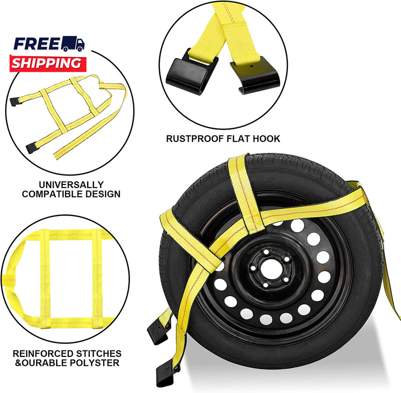 Tow Dolly Basket Straps with Flat Hook Adjustable Heavy Duty Tow Dolly Tie down gallery