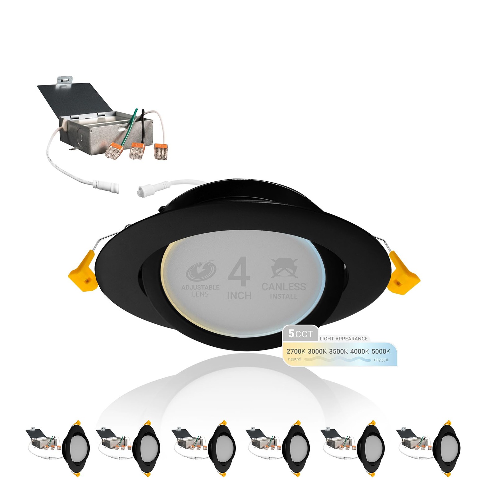 NUWATT Black 4 Inch Gimbal LED Recessed Lighting, 2700K/3000K/3500K/4000K/500... gallery
