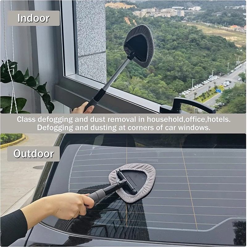 Auto Windshield Cleaning Tool Extendable Window Cleaner Brush Glass Wiper w/ Pad gallery