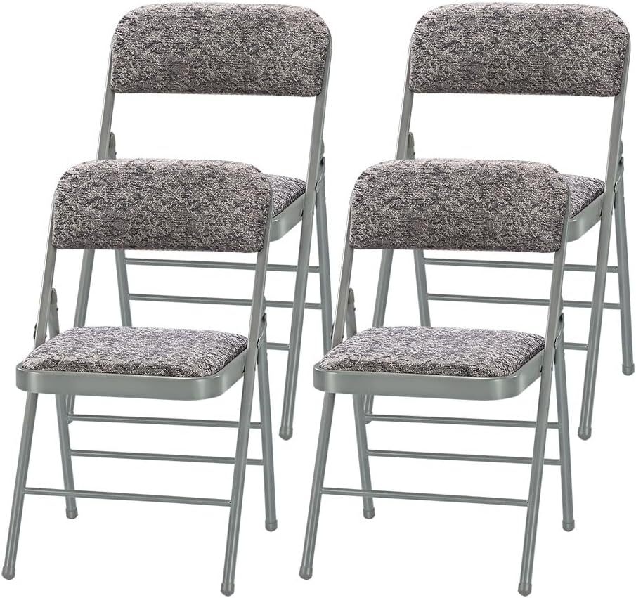 Fabric Grey Steel Frame Padded Folding Chair(4 PACK) gallery