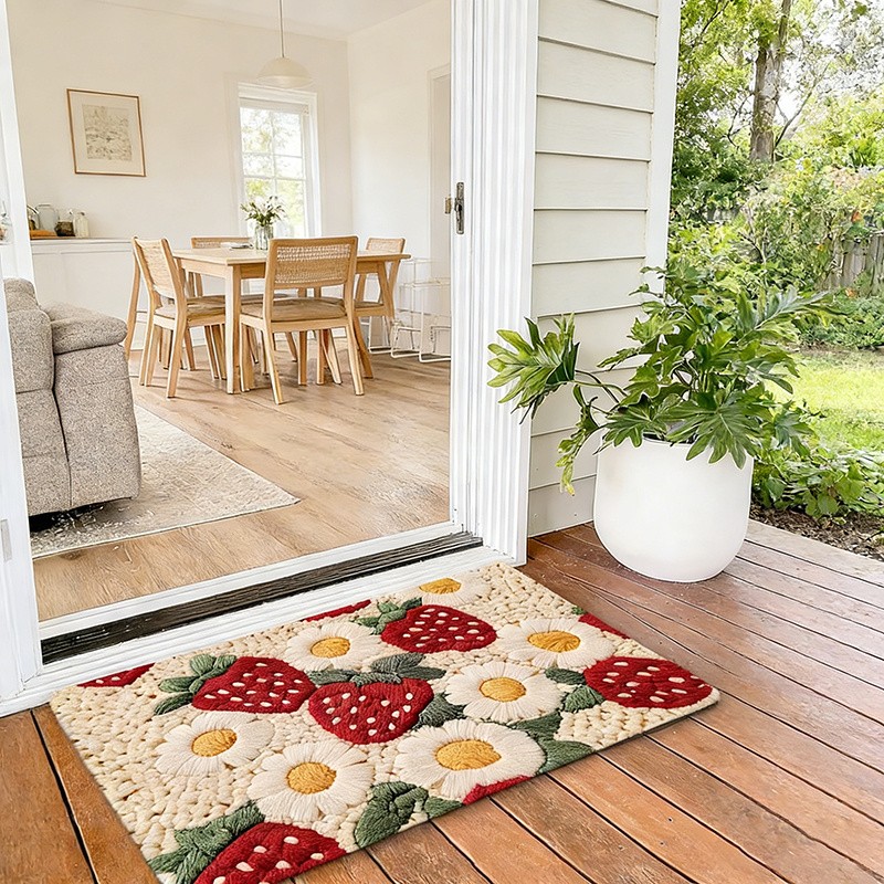 Absorbent Strawberry Daisy Non Slip Mat Soft Bathroom Entry Rug Floor Decoration gallery