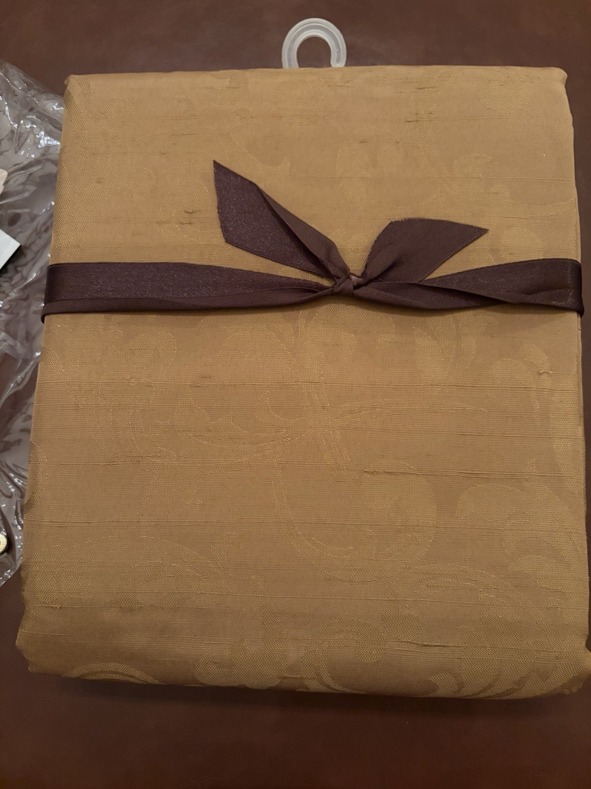 NIP Fieldcrest Luxury Curtain Panel Golden Brown Scrollwork VGT Silk Blend 54x84 gallery