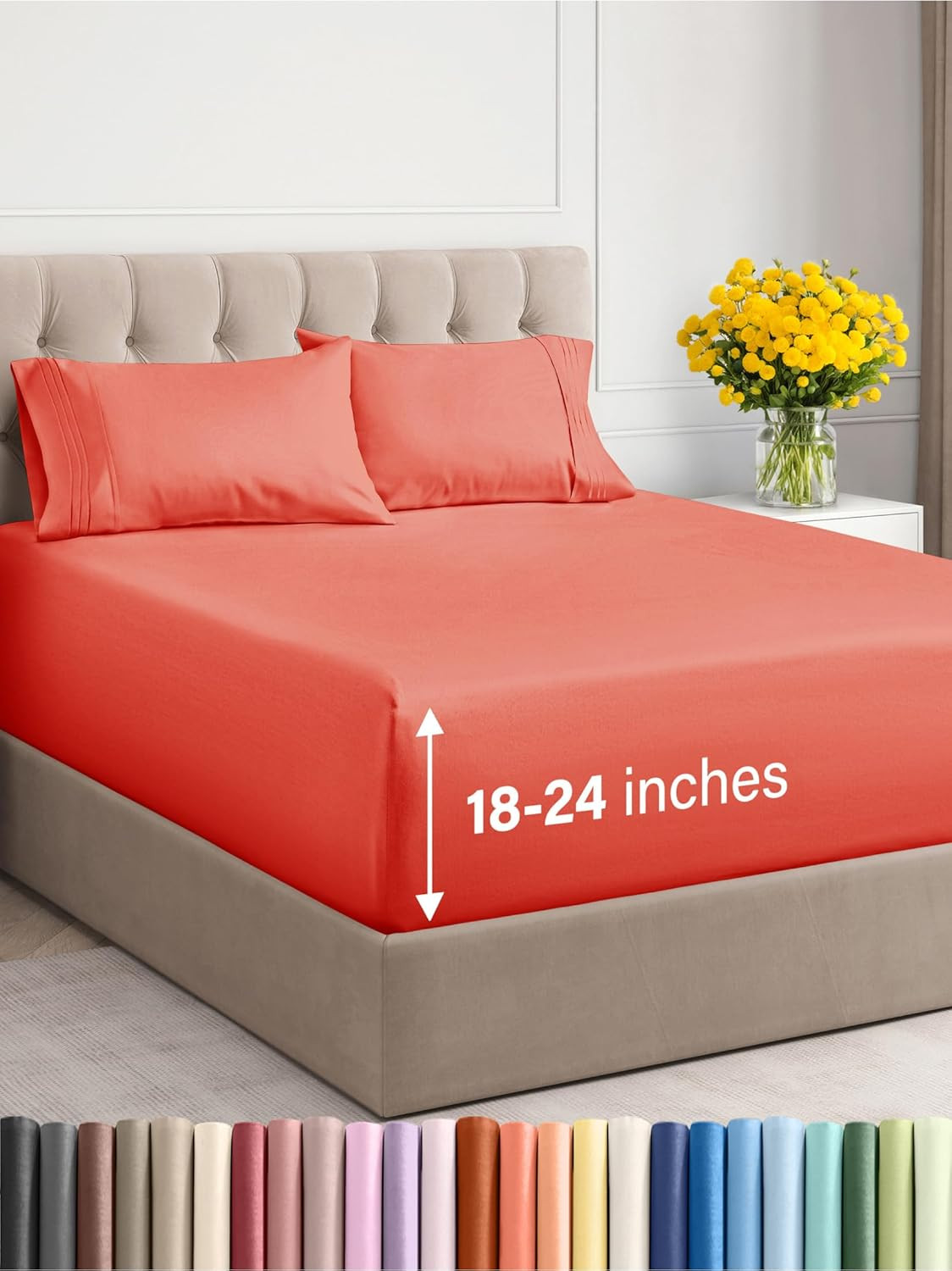 Extra Deep Pocket King Sheets - 4 Piece Breathable & Cooling Bed Sheets - Hotel gallery