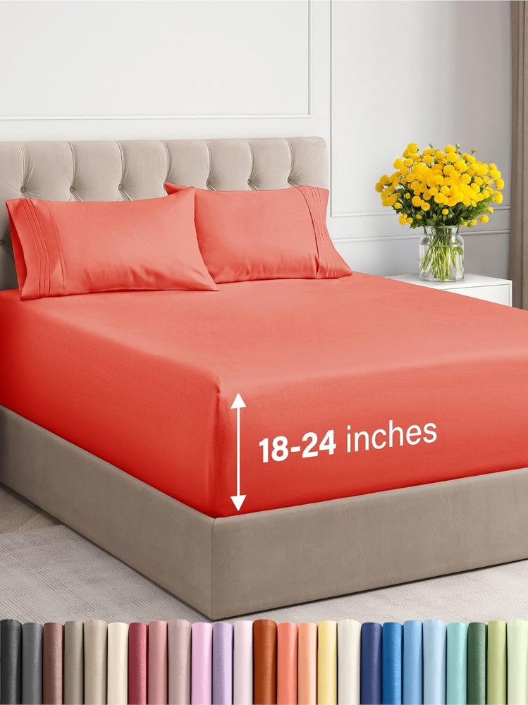 Extra Deep Pocket King Sheets - 4 Piece Breathable & Cooling Bed Sheets - Hotel