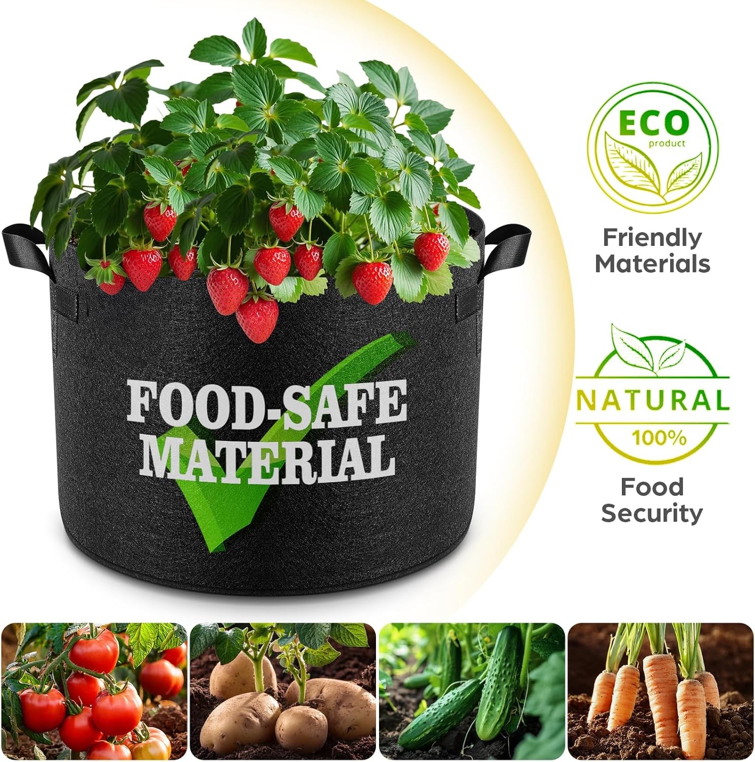 5 Pack 5 Gallon 300G Thickened Nonwoven Grow Bags with Handles gallery