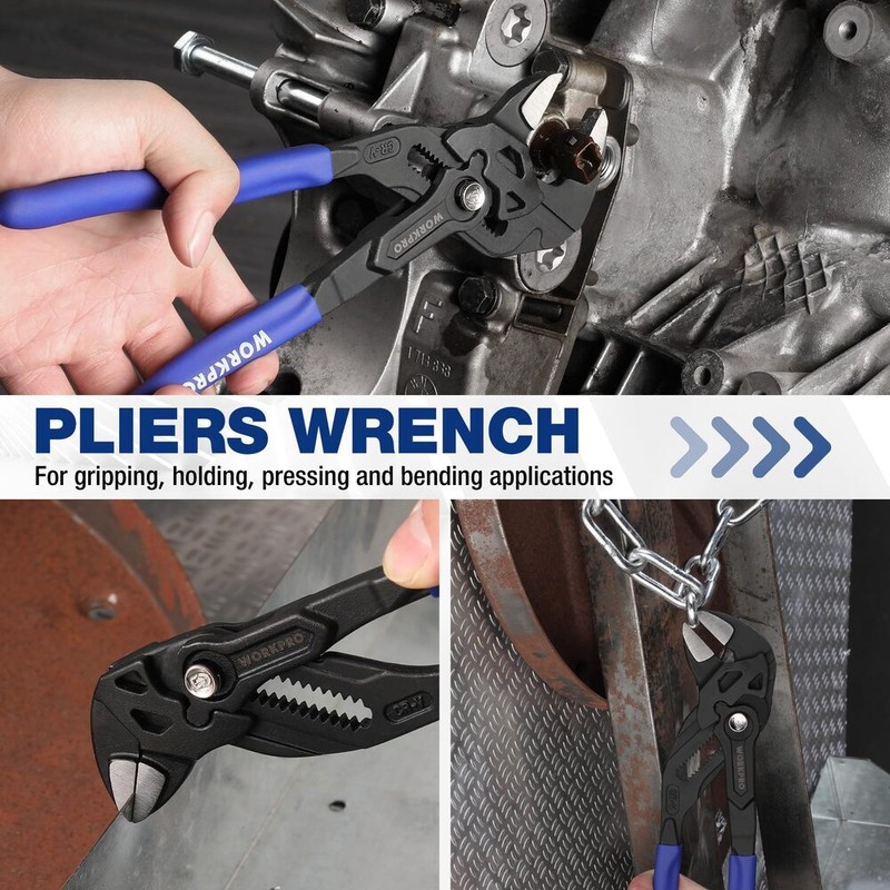WORKPRO 10" Plier Wrench Adjustable Parallel Smooth Jaw Pliers CR-V Construction gallery