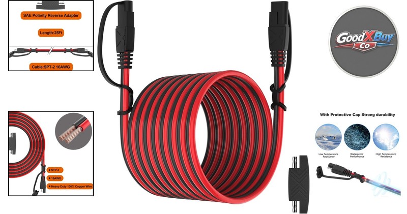 25FT SAE Extension Cable with Quick Disconnect 16AWG for Automotive Solar RV gallery