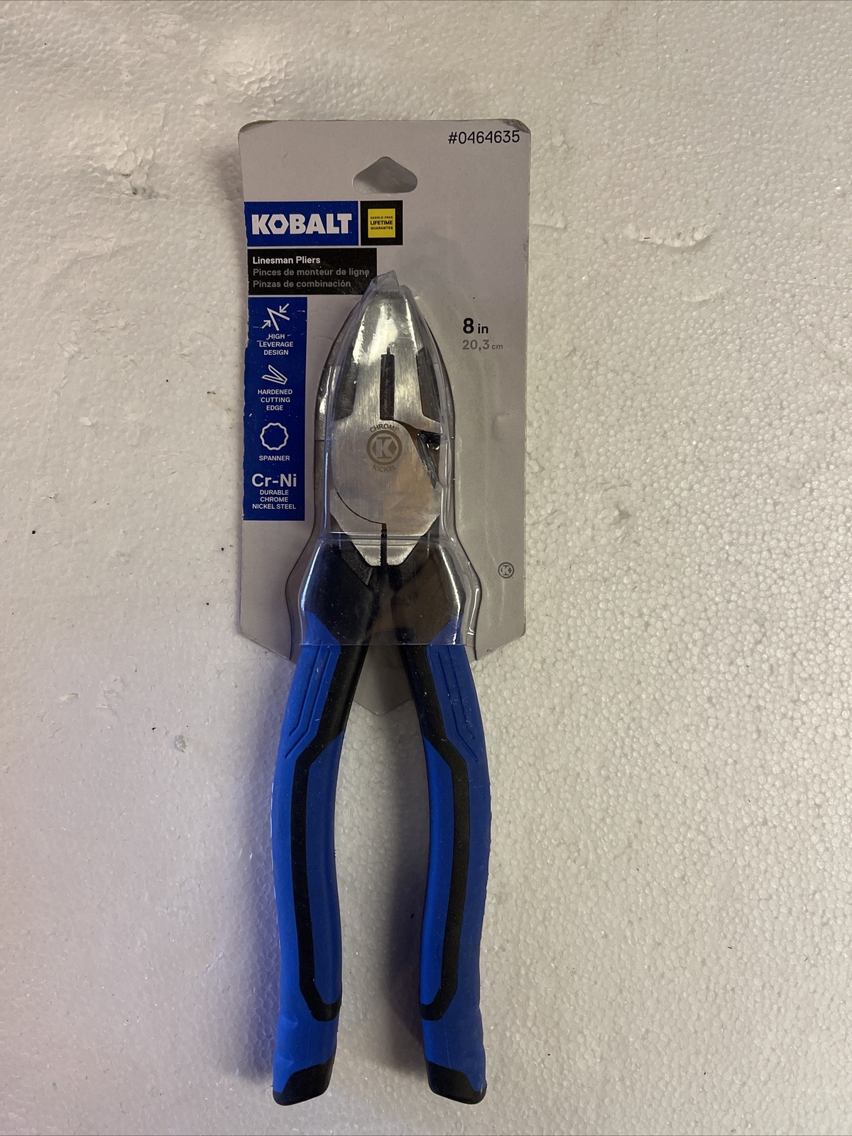 1 Kobalt 0464635 High Leverage Design Durable Chrome Steel 8" Linesman Pliers gallery