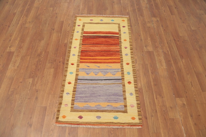 Vegetable Dye Wool Kilim Flat Weave Accent Rug Foyer Nomad Reversible Carpet 2x4 gallery