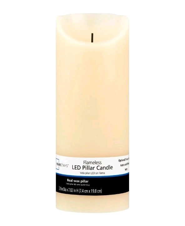 Mainstays Unscented Flameless LED Pillar Candle, Ivory, 3 x 8 in "Set Of 3" gallery