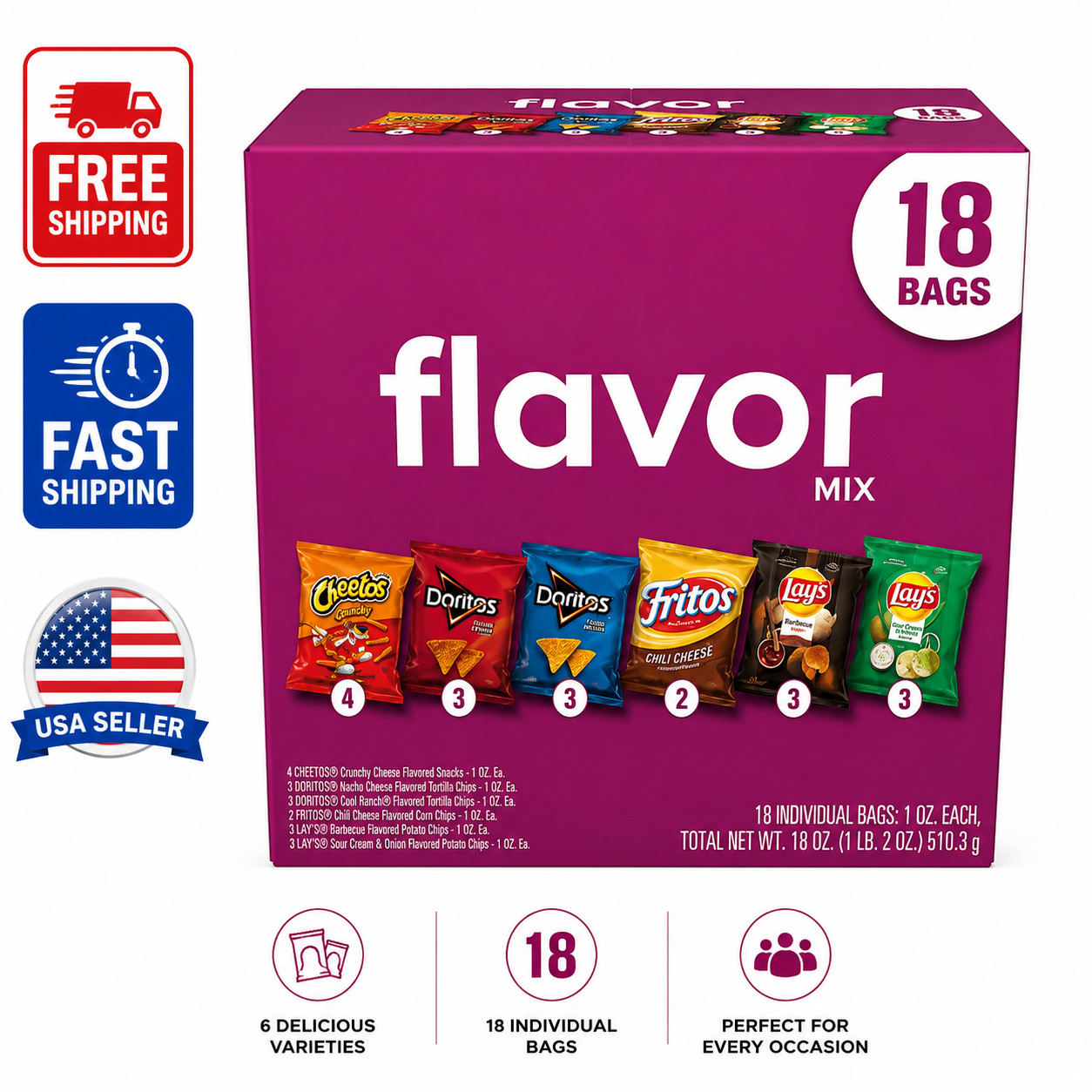 Frito Lay Flavor Mix Chips Variety Pack, 1 oz, 18 Count Free and Fast shipping gallery