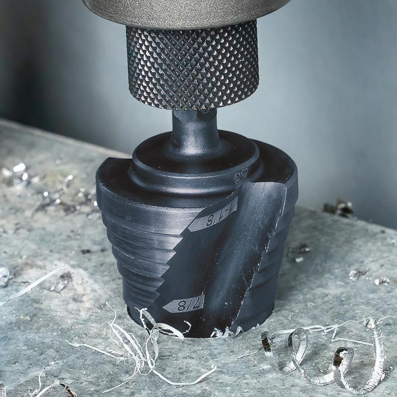 Step Drill Bit, Quick Release, Spiral Flute, 1-1/8 in. gallery