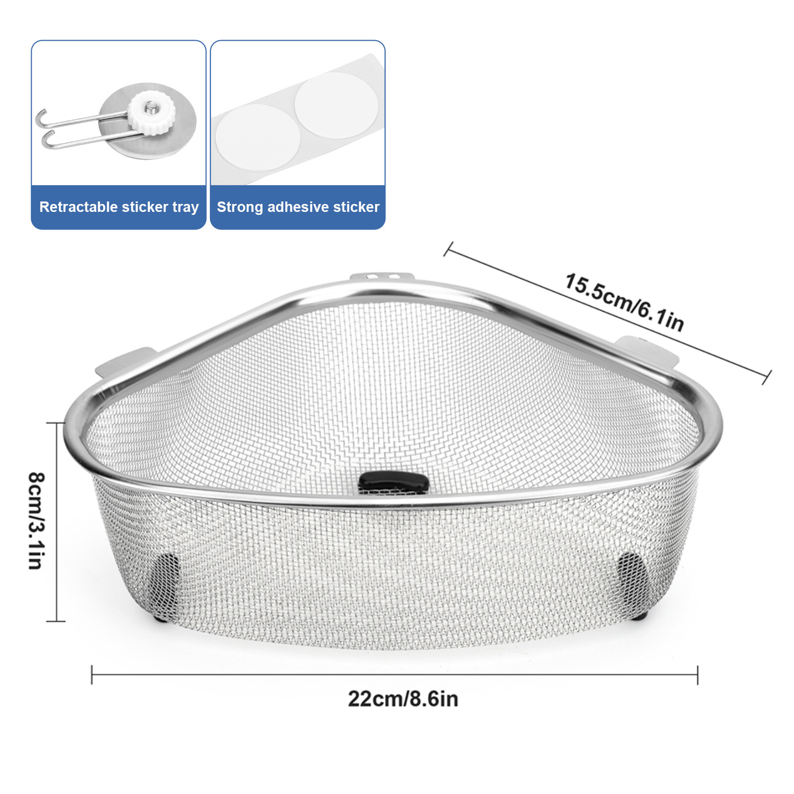 Stainless Steel Triangle Sink Strainer Basket, Food Catcher, Kitchen Drain Rack gallery