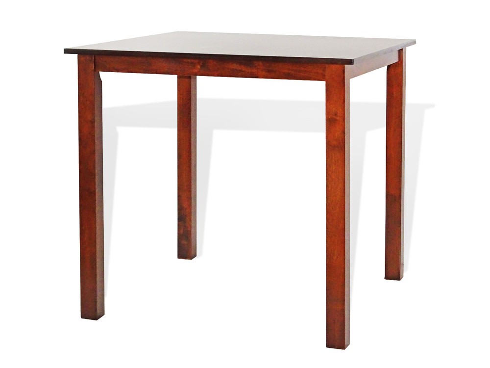 Contemporary Square Dining Kitchen Solid Wood Table in Medium Brown Finish