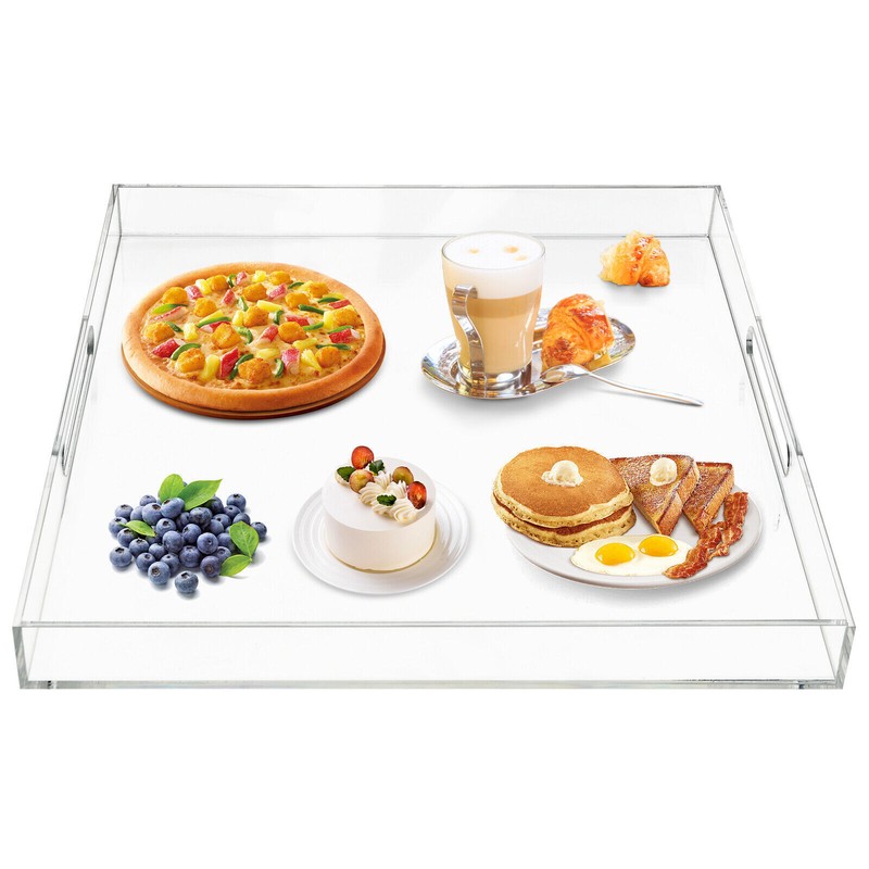 Oversize Clear Extra Large Acrylic Serving Tray 18.9 Inch Food Tray W/ Handles gallery
