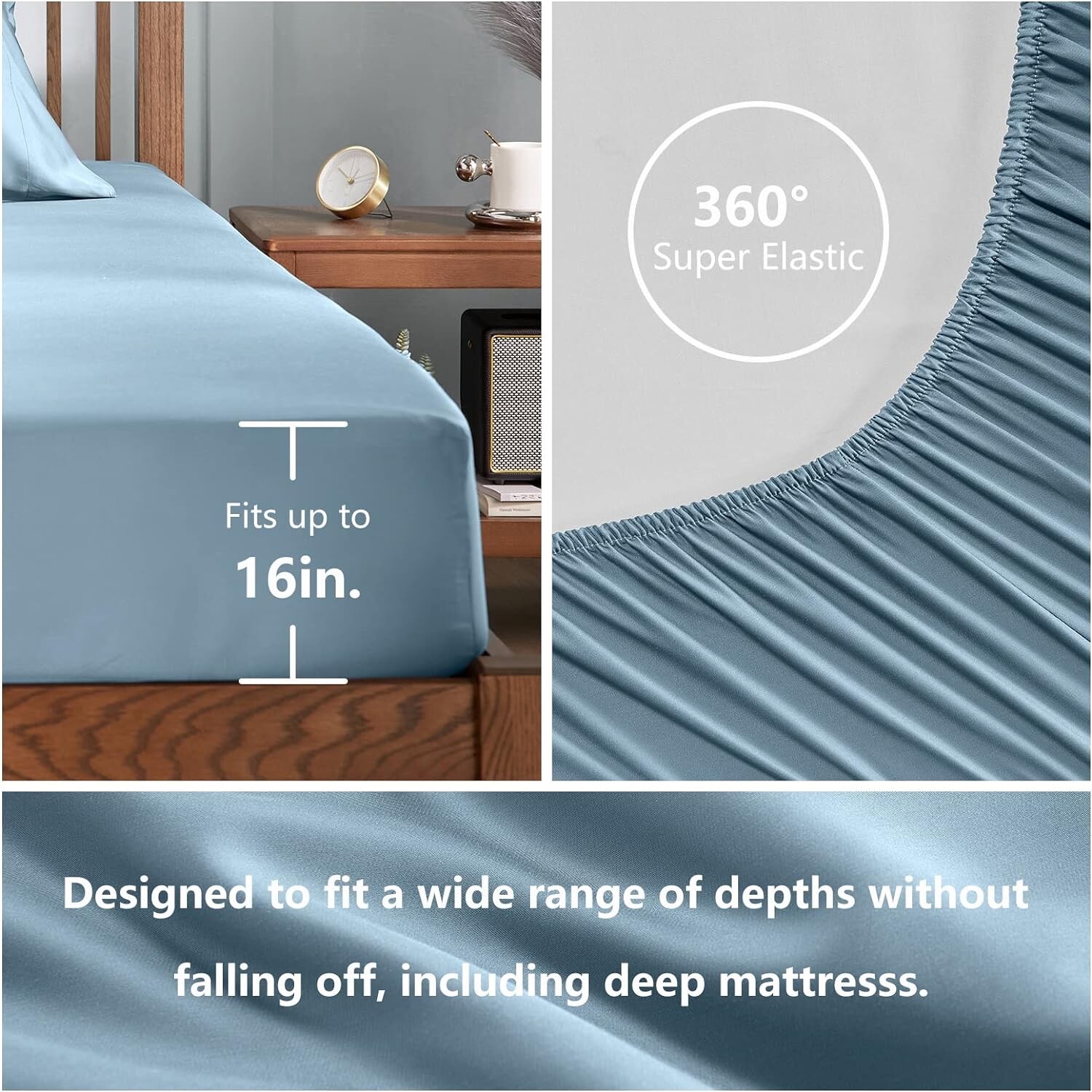 King Sheets Set Navy - 100% Rayon Made from Bamboo, 4 Pieces Cooling... gallery